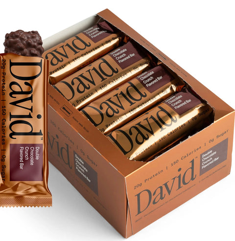 David Bronze High Protein Bars, Double Chocolate Crunch, 20g Protein